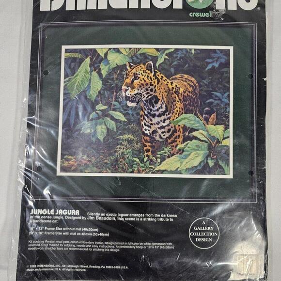 Dimensions Jungle Jaguar Crewel Embroidery Kit Home Decor Wild Cat Stitch NIB - Picture 1 of 8